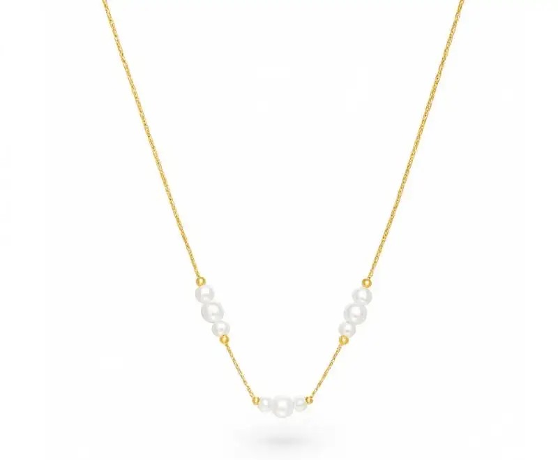 14k gold-plated stainless steel necklace, pearls NST2216