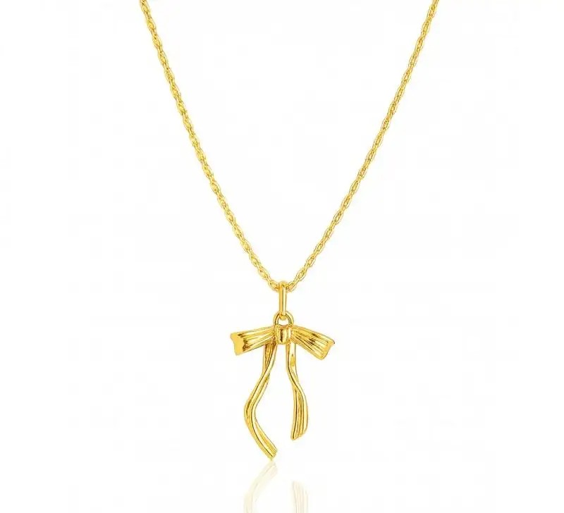 14k gold-plated stainless steel necklace, bow NST2215