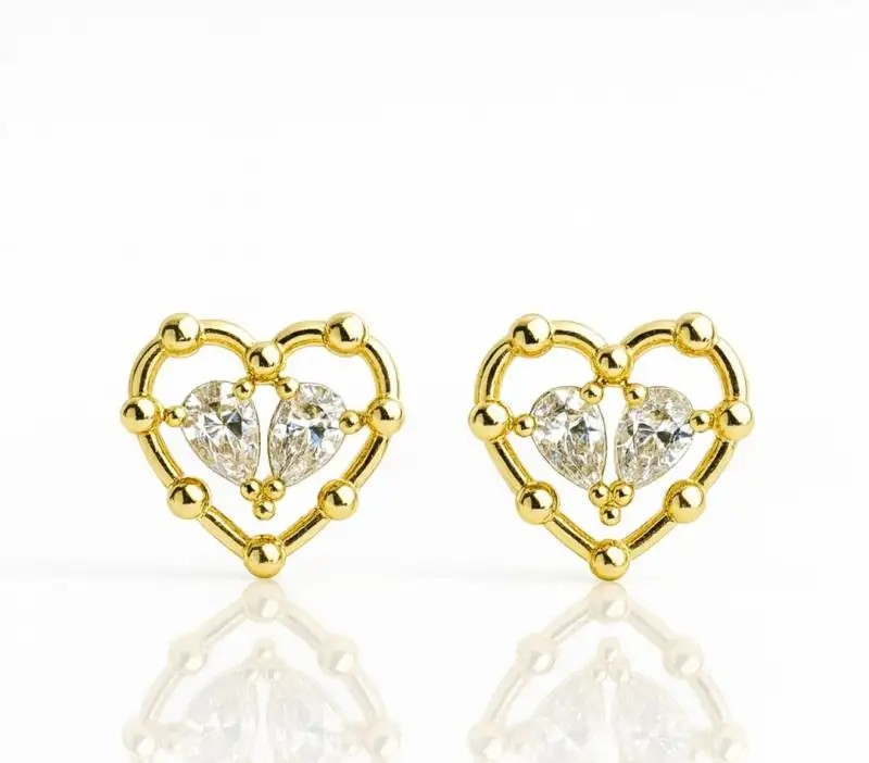14k Gold Plated Stainless Steel Heart Earrings KST3532