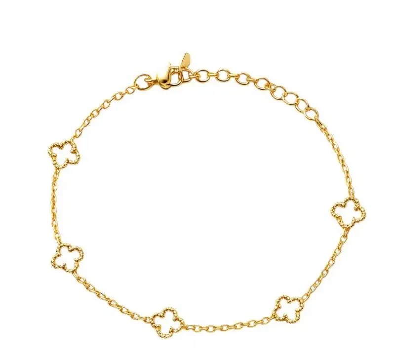 14k gold-plated surgical steel bracelet, clover BST1594