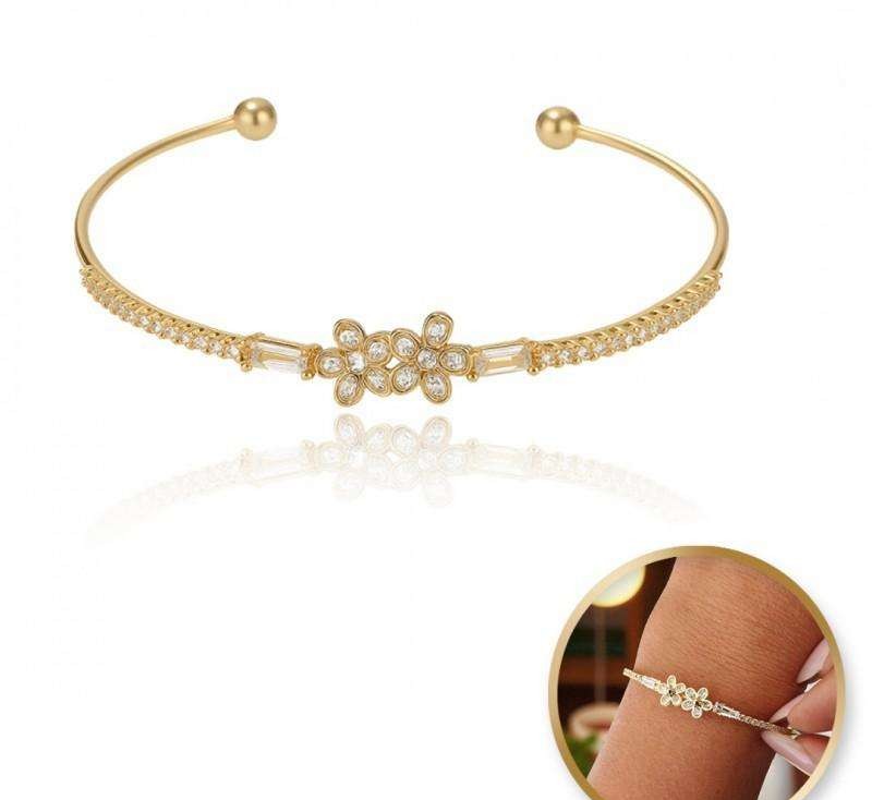 Surgical steel bracelet, 14k gold plated, cubic zirconia - BST1559