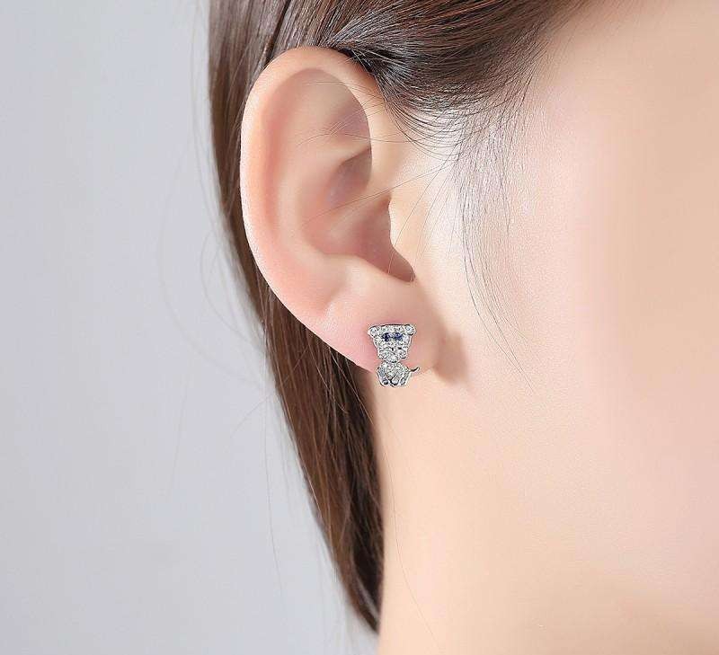 Stainless steel dog earrings, S925 stud, zircons KST3302 Women&'s stainless steel earrings