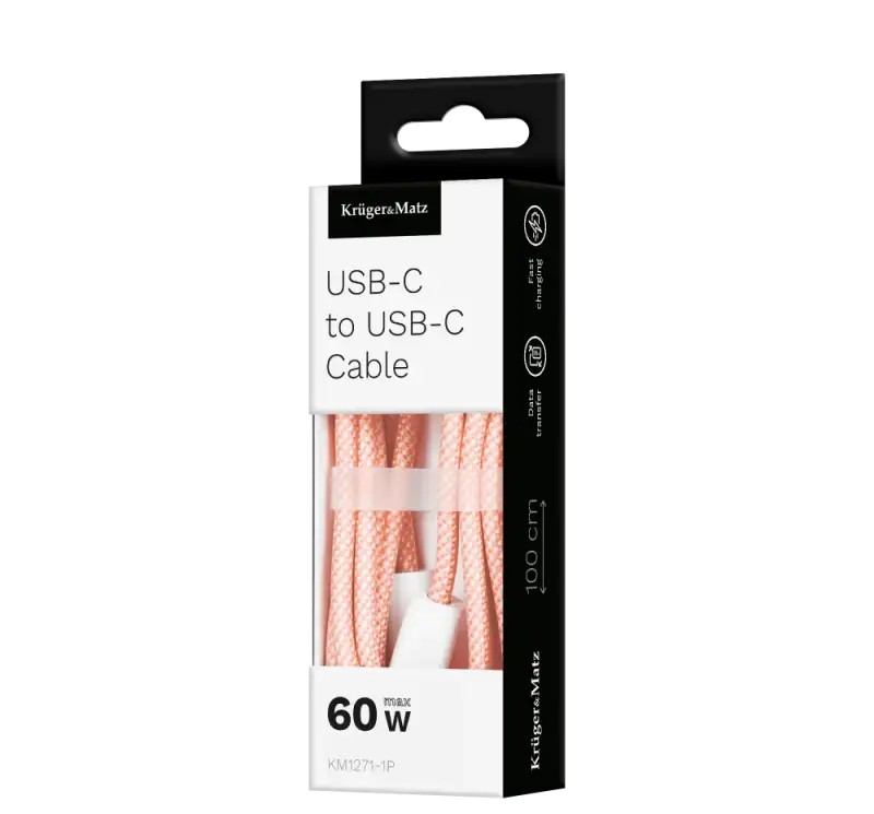 USB Type-C Cable USB Type-C 60W 1m Pink Kruger&amp;Matz Basic