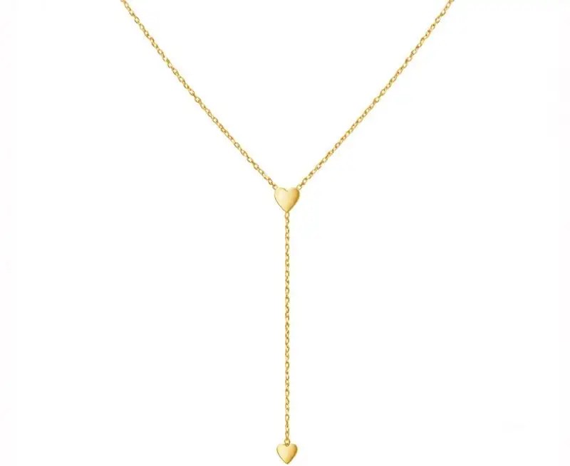 New Long necklace, stainless steel, 14k gold-plated, celebrity HEARTS NST2240