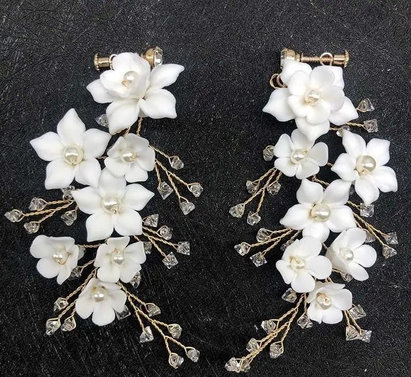 Wedding earrings BOHO formal hanging with crystals stainless steel KOLS14