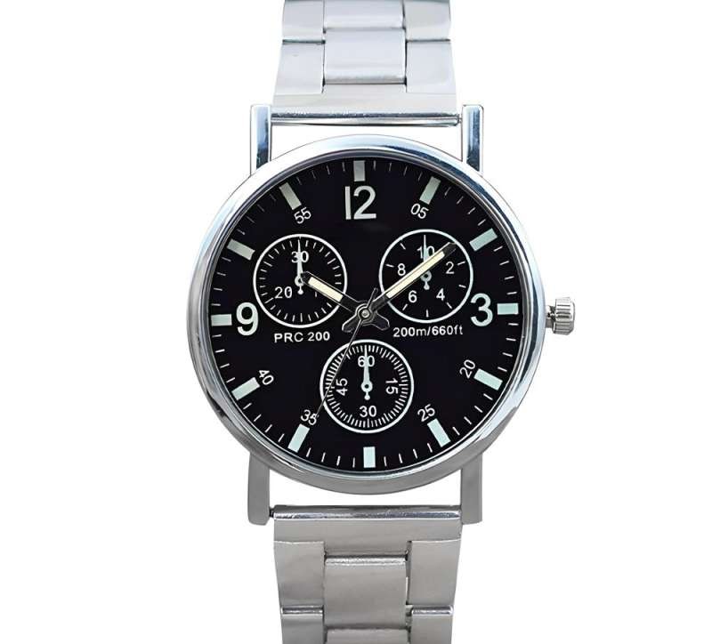 Men's Quartz Watch, Classic Sport Style, Silver - E549.