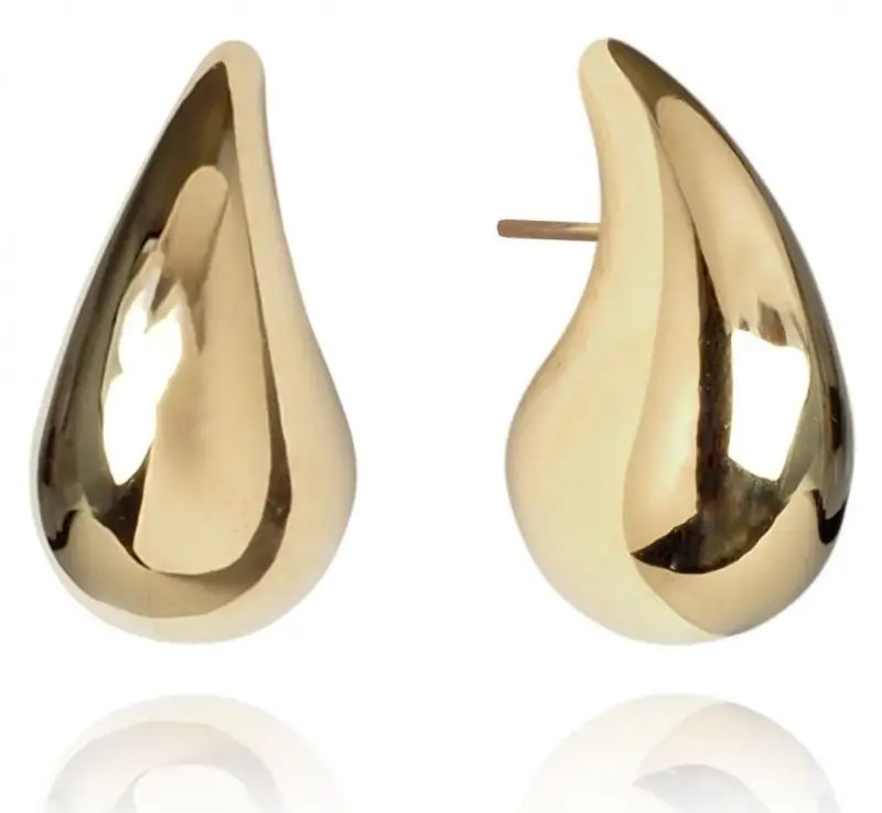 Gold-plated stainless steel stud earrings 3.1 cm KST3113