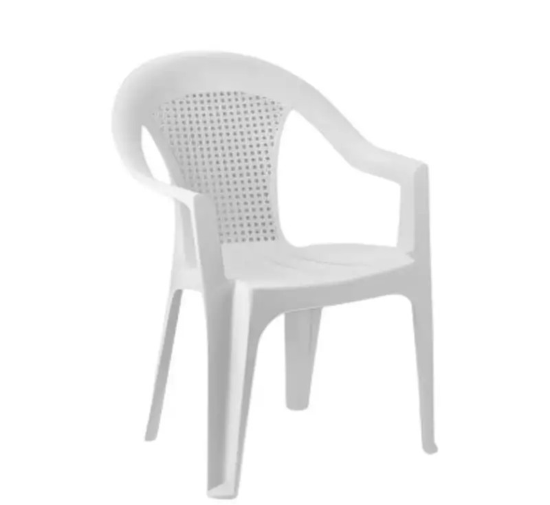 Plastic chair with and without outdoor armrests, available in green and white