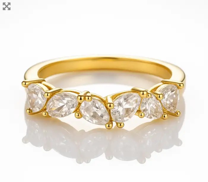Gold-plated surgical steel ring, adjustable, with cubic zirconia PST972