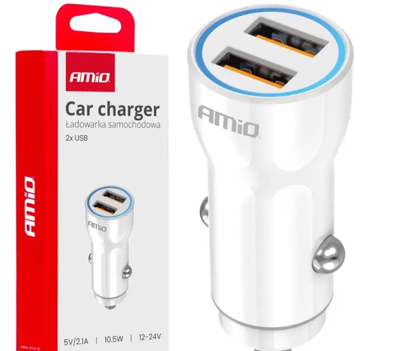 Car charger 2x usb a amio 03879