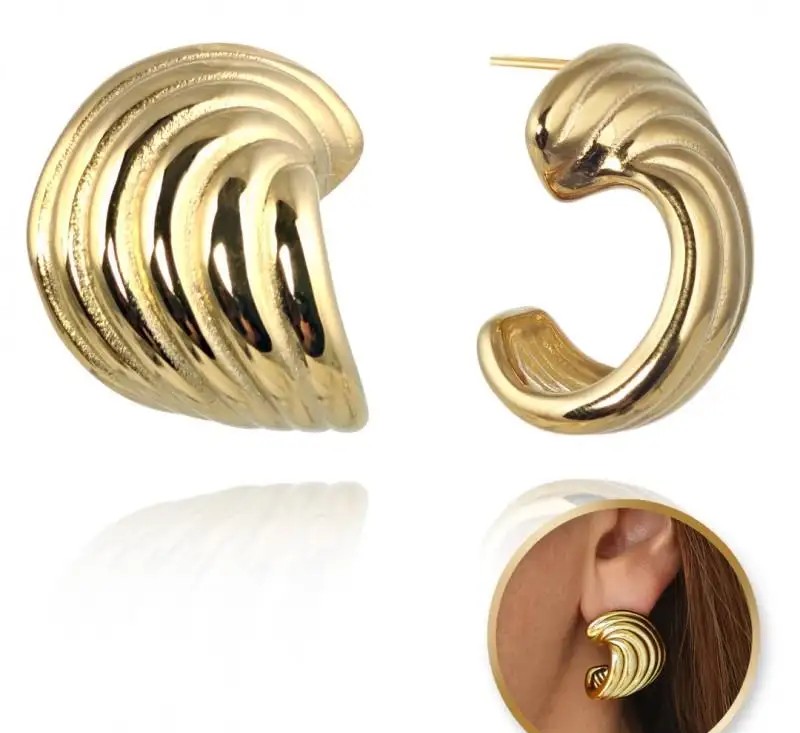 Gold-plated stainless steel earrings KST3353