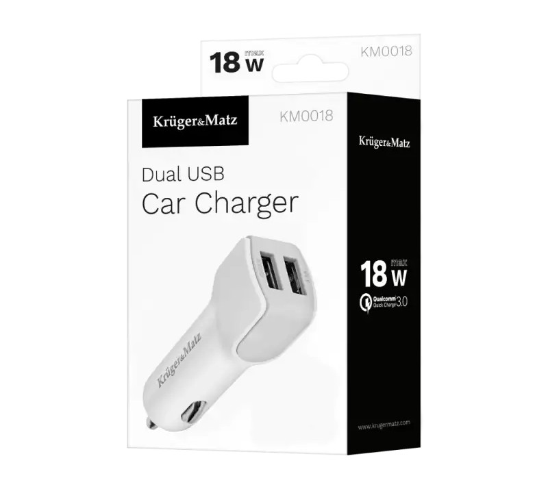 Kruger&amp;Matz 2xUSB 3000 mA car charger with Quick Charge 3.0