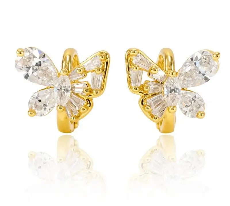 14k gold-plated stainless steel earrings with butterfly zircons KST3489