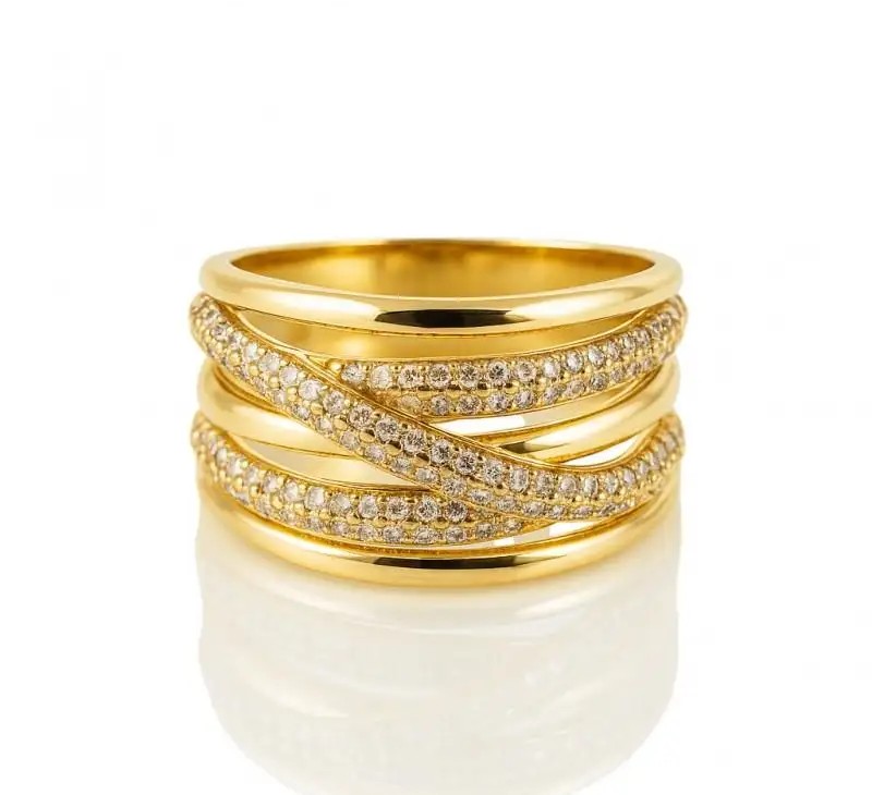Gold-plated surgical steel ring with cubic zirconia PST973