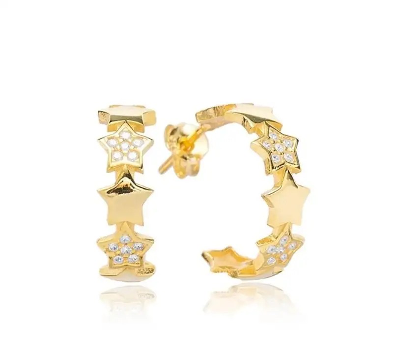 14k gold plated stainless steel star earrings KST3314 Women&amp;'s stainless steel earrings