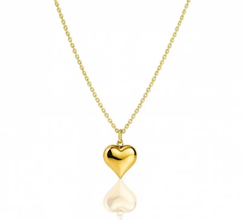 Long Necklace, Stainless Steel, 14k Gold Plated, Heart NST2233