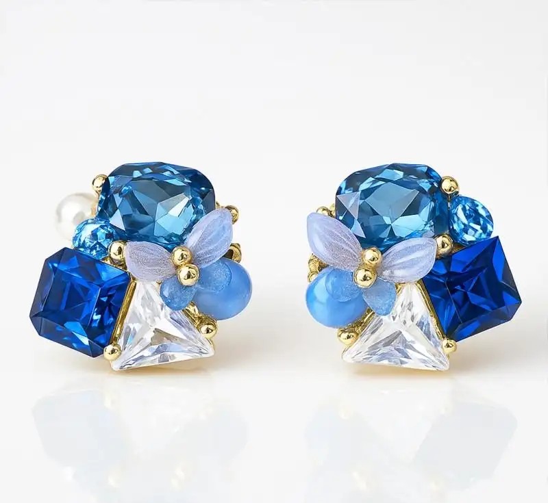14k gold-plated stainless steel earrings with blue cubic zirconia KST3473