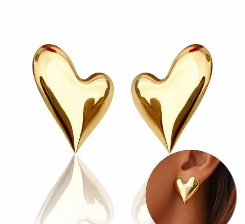14k Gold Plated Stainless Steel Heart Earrings KST3456