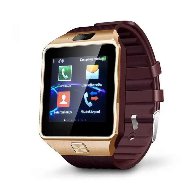 AlphaOne DZ Smartwatch, Hungarian language, gold brown strap. Do you also hate having to take out your phone on the bus? Here's the solution!