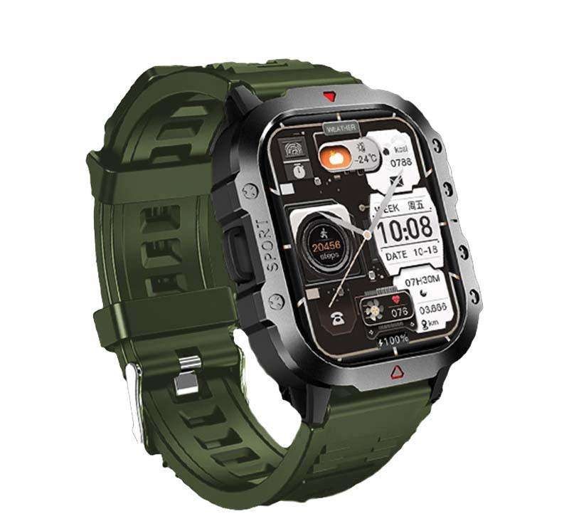 Laxasfit H11 Green Smartwatch with Hungarian menu. Features include: heart rate monitoring, sleep tracking, weather information, and blood oxygen level monitoring.