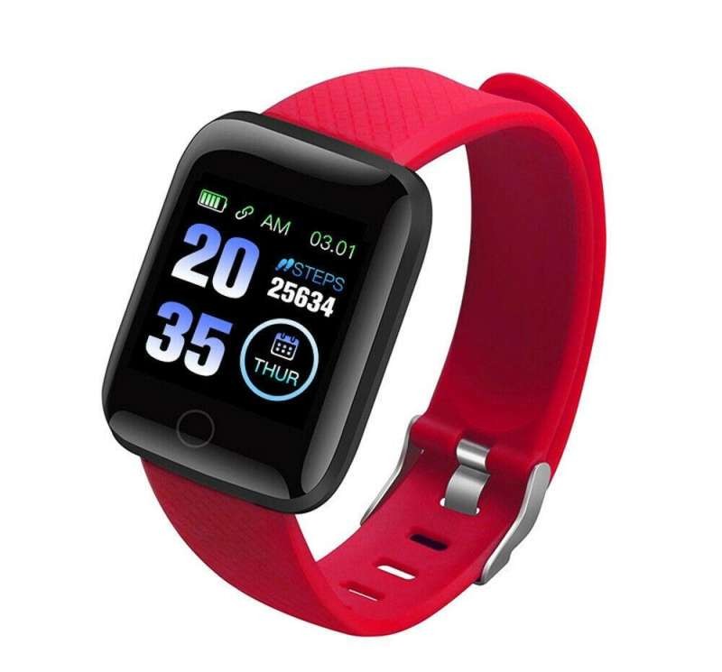 ID116 Plus Red Smart Bracelet - Free Shipping! Includes: Hungarian language phone app, activity tracker, and camera.