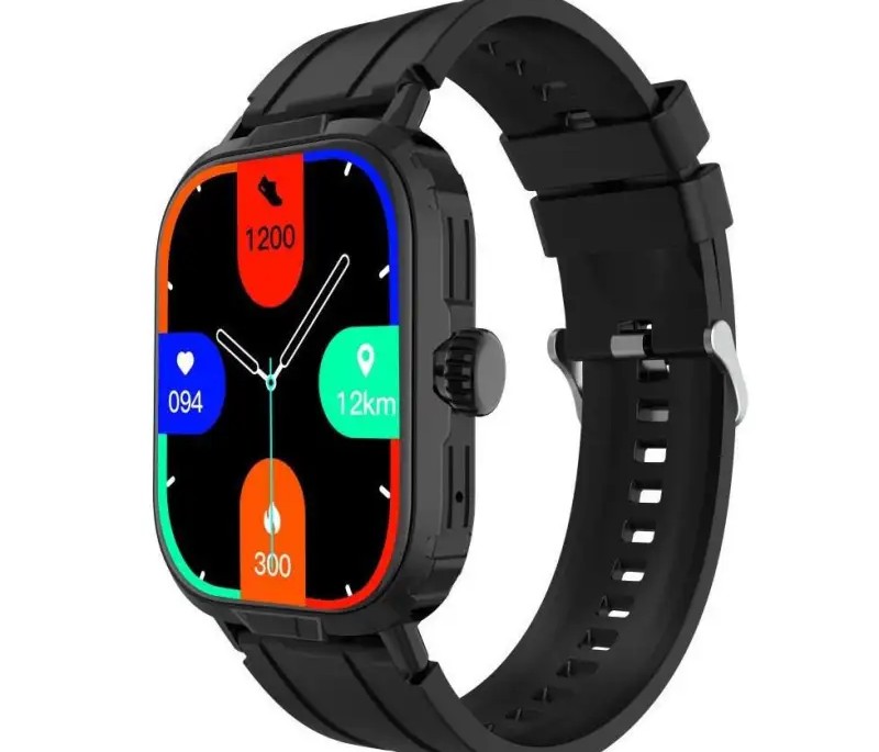 NovaTime Black Smartwatch: Health monitoring, Bluetooth, sports tracking, heart rate, blood oxygen, and multiple functions.