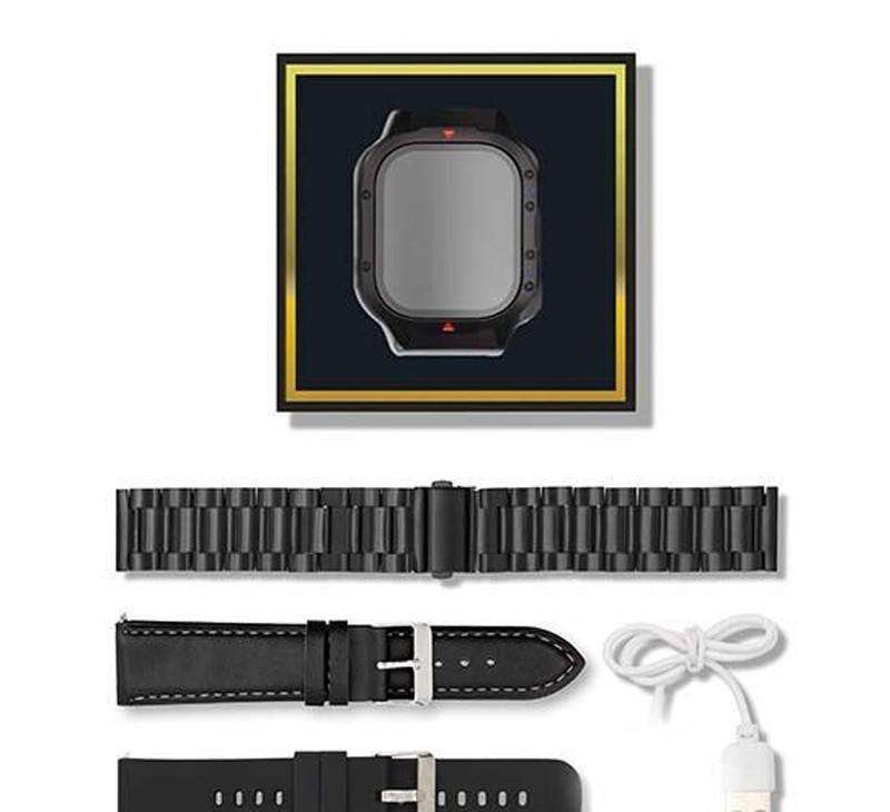 ZTfit ZT09 HM Black Smartwatch, black silicone strap, with metal and leather strap options.