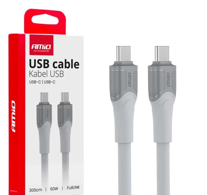 USB C Charging Cable USB C 60w 300cm Fulllink Model X111 Data Transmission amio 04293
