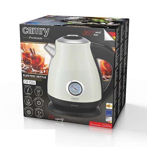CR 1344 crème Metal kettle with thermometer 1.7l