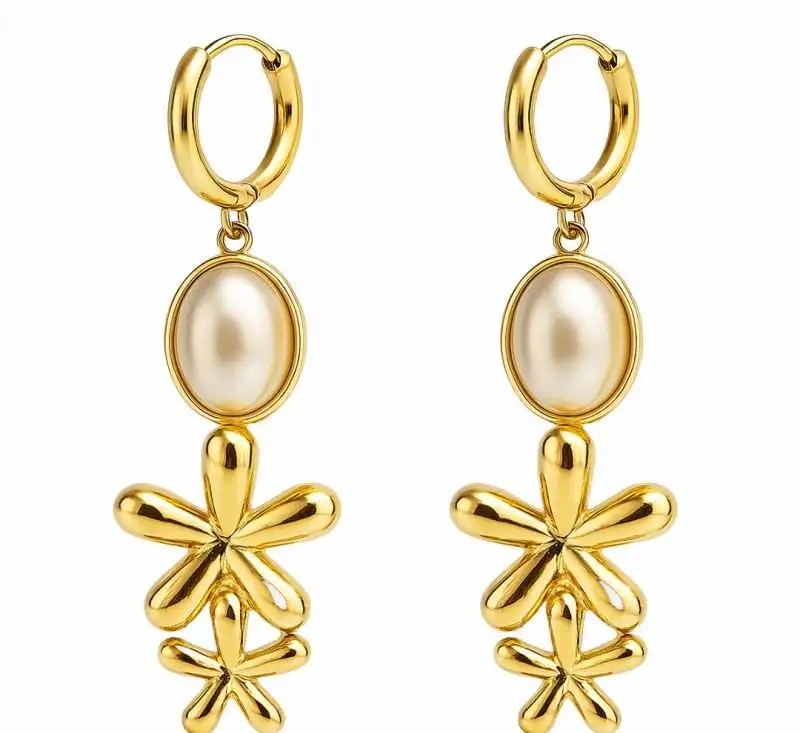 14k gold-plated stainless steel dangle earrings KST3452