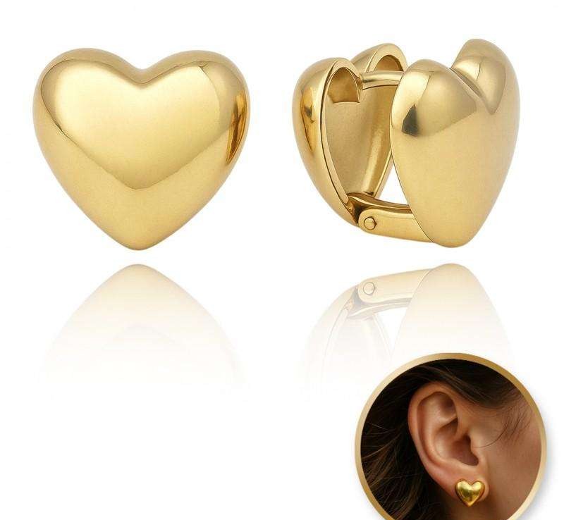 14k Gold Plated Stainless Steel Double-Sided Heart Earrings KST3412