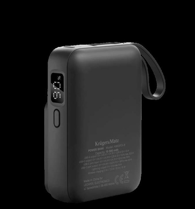 Kruger&amp;Matz 10000 mAh magnetic induction power bank with cable black