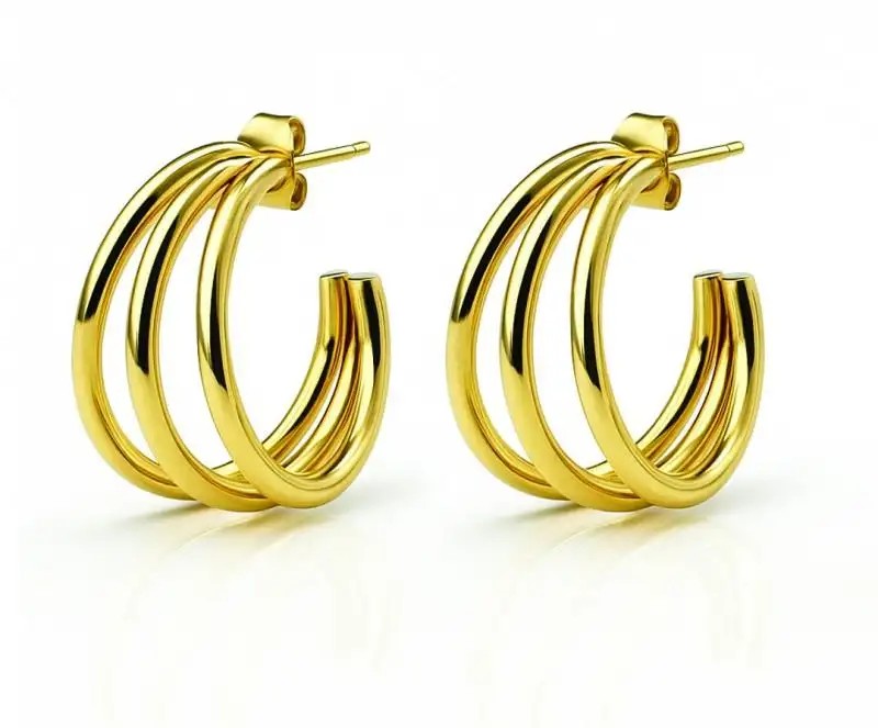 14k gold-plated stainless steel triple hoop earrings KST3457