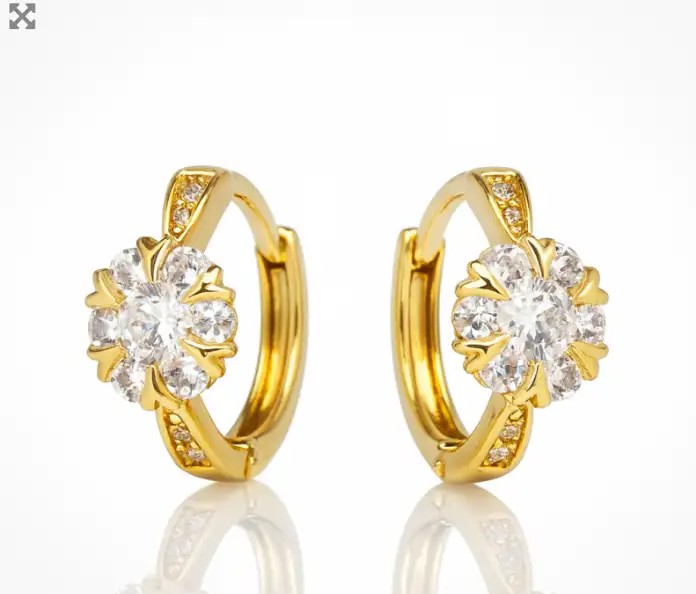 14k gold-plated stainless steel earrings with zircon flowers KST3504