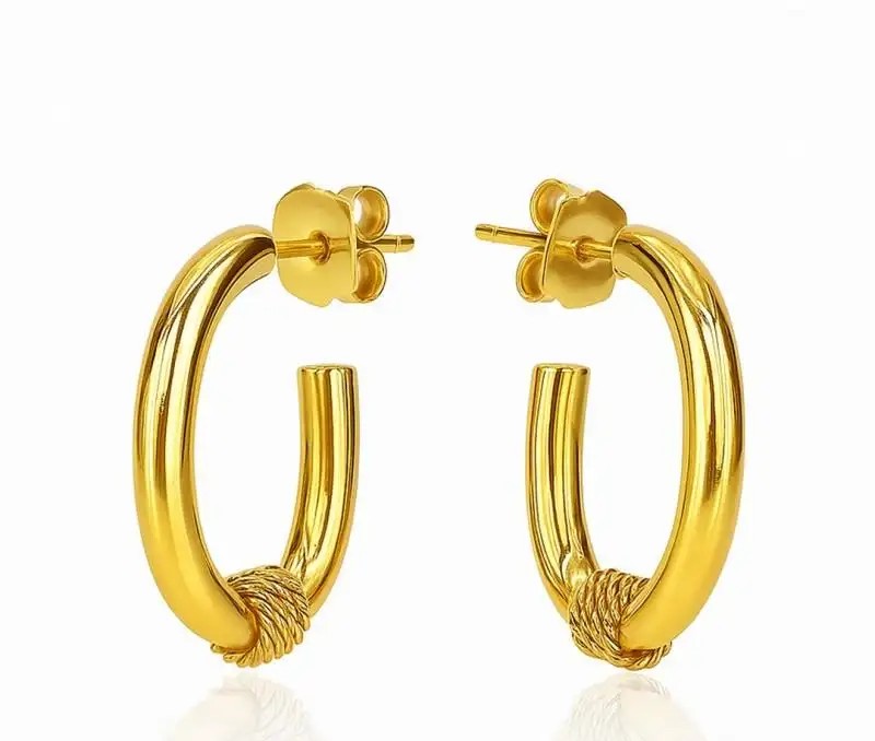 14k gold-plated stainless steel earrings, round KST3462