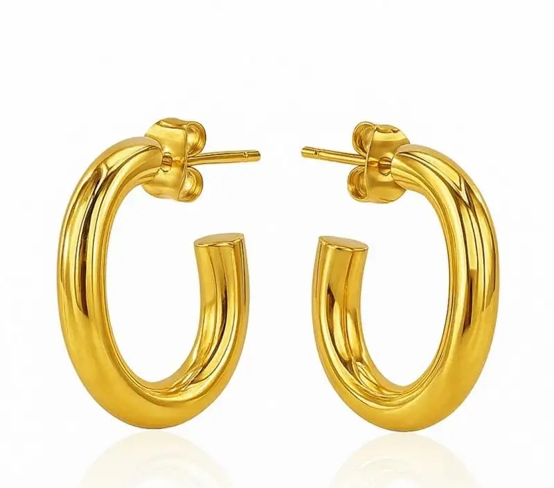14k gold-plated stainless steel earrings, oval KST3459