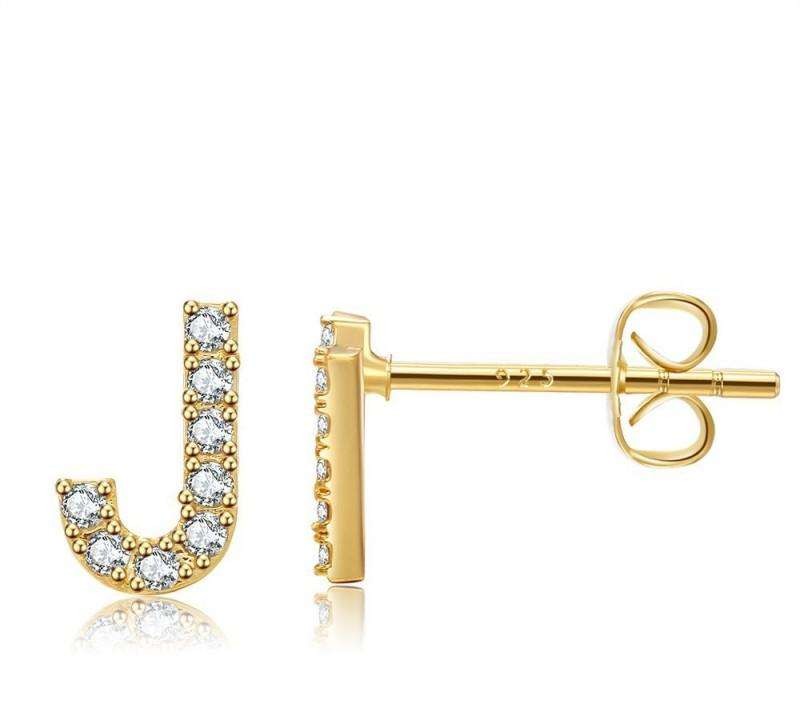 14k gold plated stainless steel earrings, letter J 2pcs. KST3203J