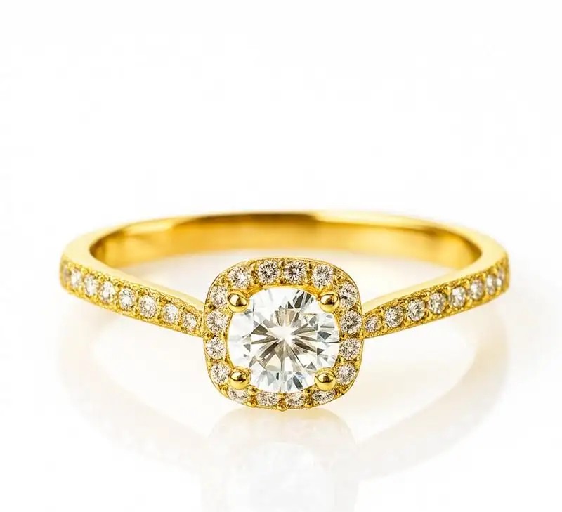 Gold-plated surgical steel ring with cubic zirconia PST967