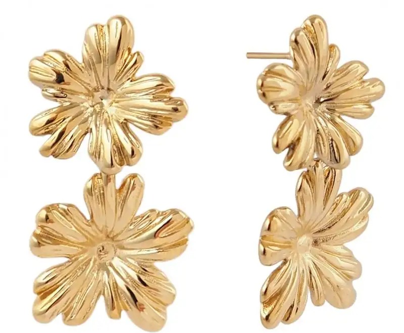 14k gold plated stainless steel earrings, stud KST3251 Elegant and stylish earrings.