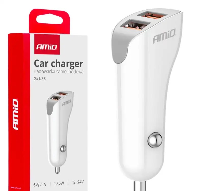 Car charger 2x usb a 2.1a amio 03874