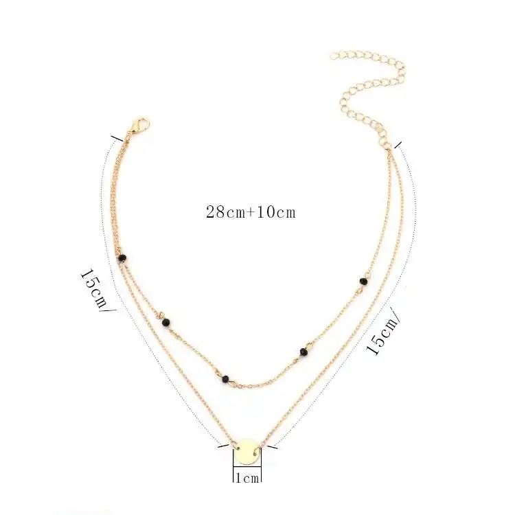 Delicate necklace multi-celebrity black beads gold N658Z