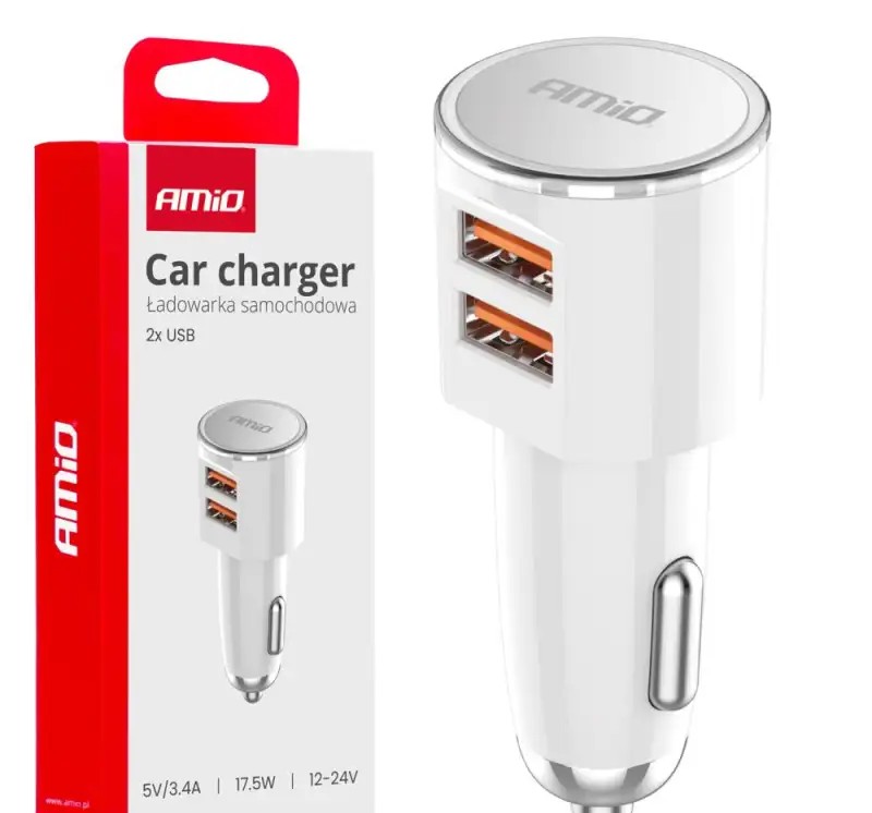 Car charger 2x usb a 3.4a amio 03888