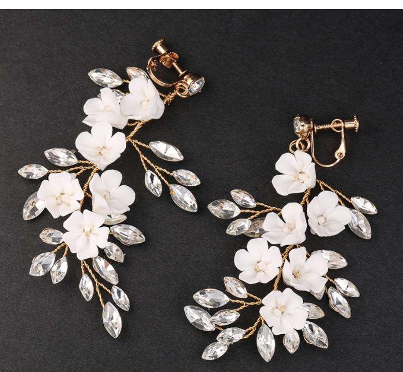 Wedding earrings BOHO formal hanging with crystals stainless steel KOLS16