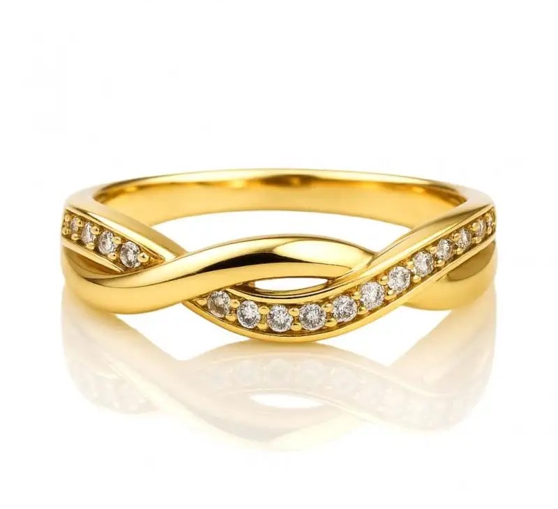 Gold-plated surgical steel ring with cubic zirconia PST978