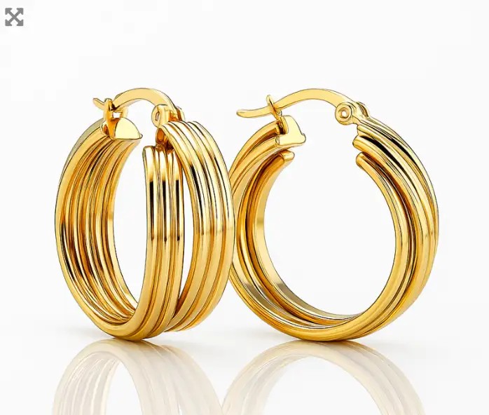 14k gold-plated stainless steel hoop earrings KST3455