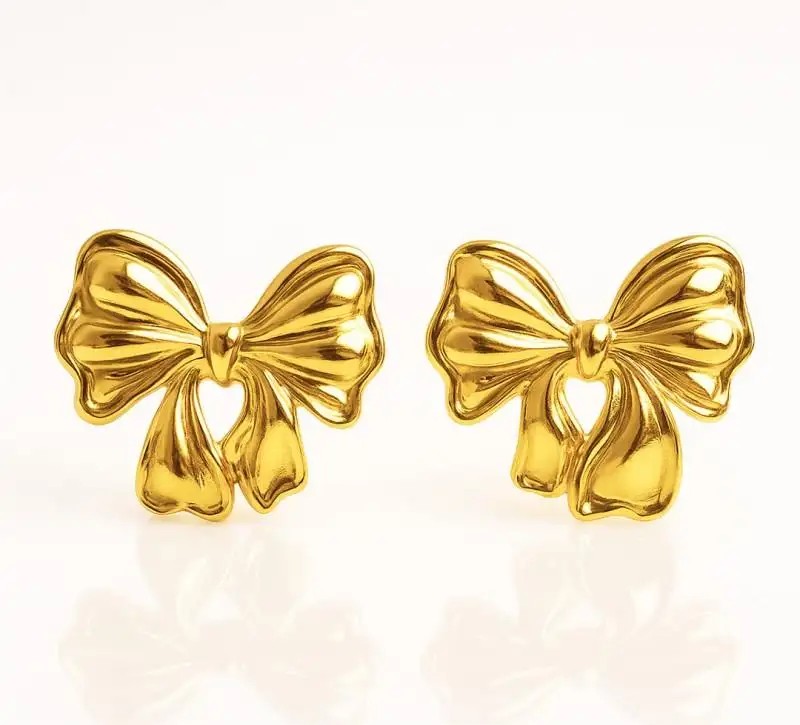 14k gold-plated stainless steel earrings, bows KST3476