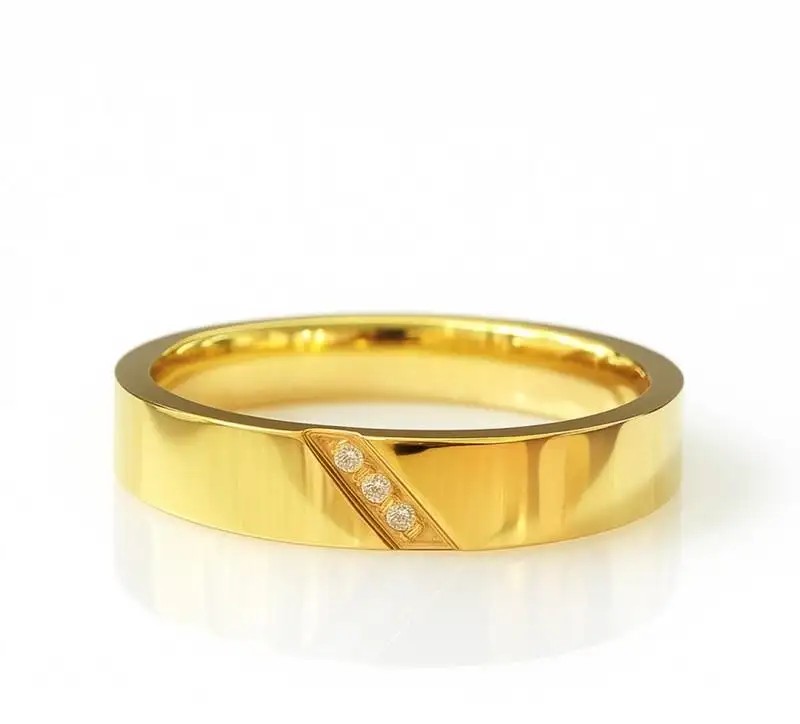 Gold-plated surgical steel ring with cubic zirconia PST976