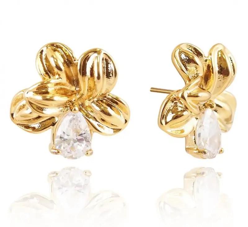 14k gold plated stainless steel stud earrings KST3274