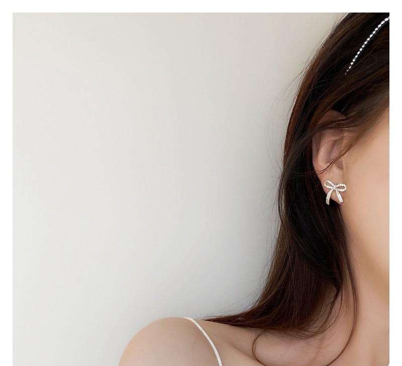 BOW earrings made of 14k gold-plated stainless steel with cubic zirconia, stud S925 KST3329