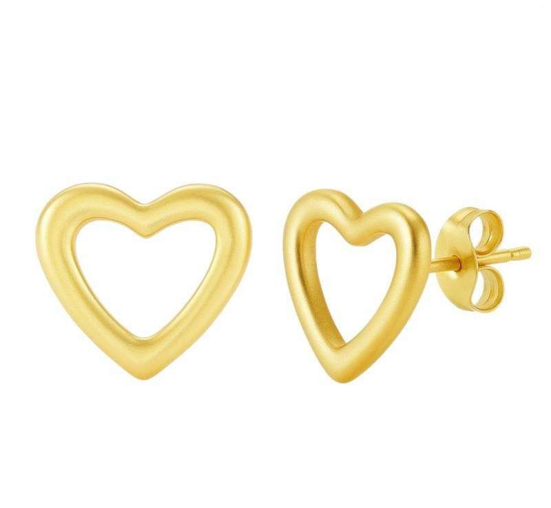 HEART earrings made of stainless steel, plated with 14k gold, delicate KST3401